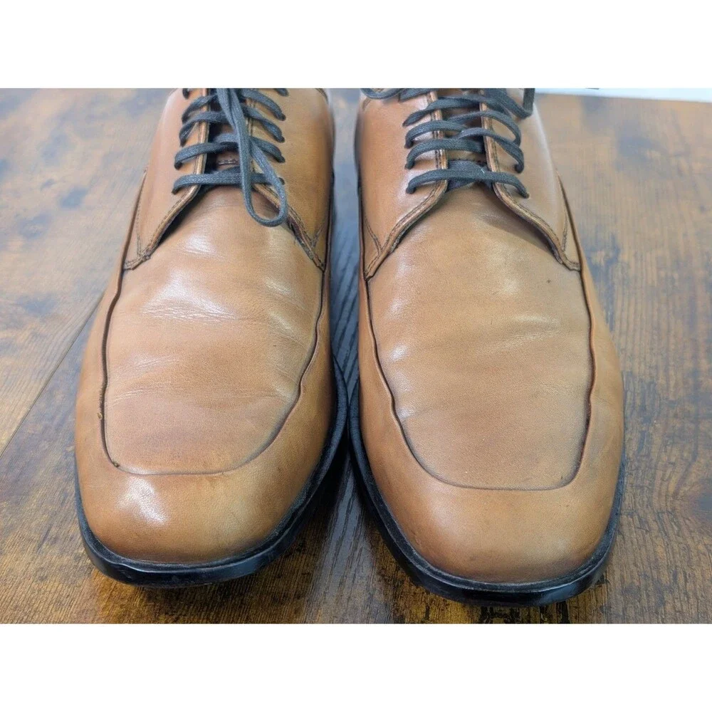 Kenneth Cole NY 72416 Men’s Tan Leather Apron Toe Derby Dress Shoes Size 9